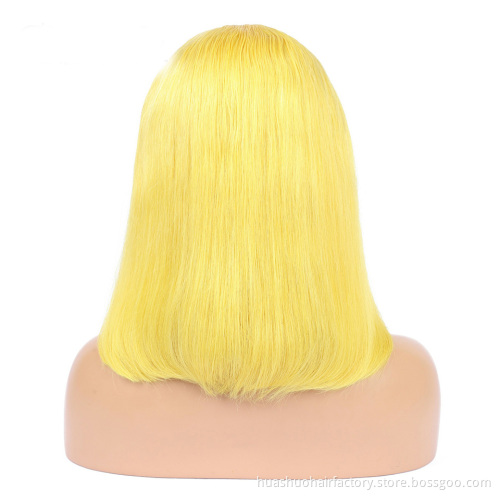 130% 150%  Density 13x4 Lace Frontal Yellow Color Wigs Brazilian Cuticle Aligned Hair 100% Virgin Bob Wig